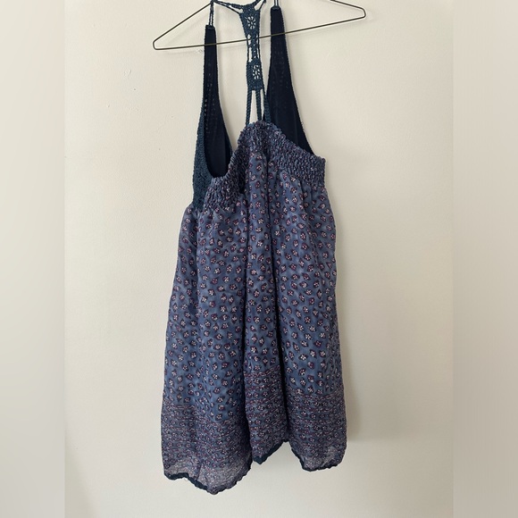 Blue Floral Flowy Mini Dress or Beach Cover Up - Picture 4 of 4